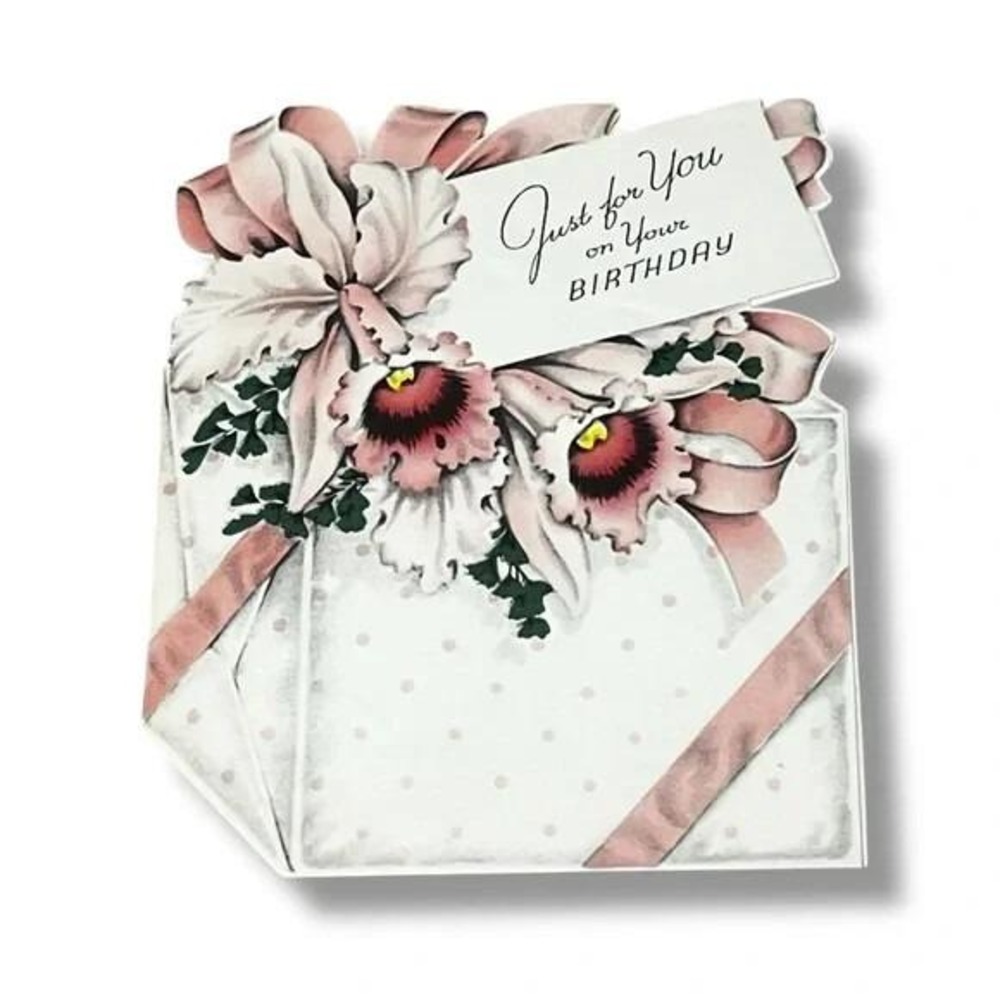Volland Just For You on Your Birthday Pink Flowers Gift Vintage Card EBX